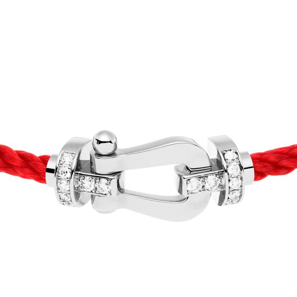 Force 10 Large White Gold and Diamond Pav&eacute; Cable Bracelet